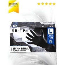 Siyah Nitril Pudrasız Eldiven L Beden 100 Lü