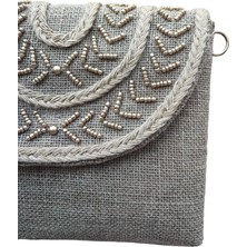 Vertiginoso Boncuk Işlemeli  Portföy Clutch El ve Kol Çantası