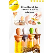 Hazneli Silikon Yağ Sos ve Yumurta Fırçası Yağ Fırçası Yağlık Silikon Fırçalı Yağdanlık
