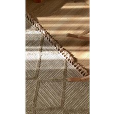 Lopin Iskandinav Tarz Vizon Renk Örgü Saçak Dokuma Salon Oturma Odası ve Koridor Halısı