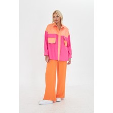 Kutaf Renkli Oversize Geniş Kalıp Gömlek Ceket
