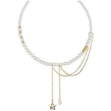 Yıldız ve Inci Detay Zincir Tasma Kolye