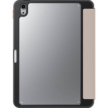 iPad Air 11 2025 M3 Kılıf Skinarma Kabartma Baskı 360 Tam Koruma Arkası Şeffaf Standlı Gamma Gold