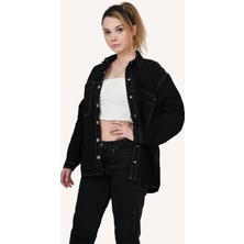 Kutaf Kadın Yüksek Bel Slim Fit Siyah Kot Pantolon