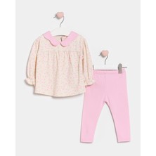 Minipodyum Kız Bebek Bebe Yakalı Taytlı Ikili Takım