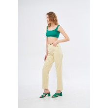 Kutaf Paçası Kesik Straight Jean Pantolon