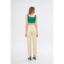 Kutaf Paçası Kesik Straight Jean Pantolon