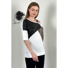 Omzu Askılı Parça Detaylı Rahat Kumaş T-Shirt