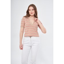 Kutaf Polo Yaka Çizgili T-Shirt