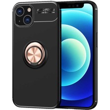 Apple iPhone 13 Mini Kılıf Zore Ravel Silikon Kapak-Siyah-Rose GOLD-8682314161046-OTNV57564