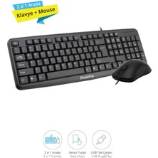 Piranha Kablolu Klavye ve Mouse Seti Türkçe Q Tuş Formu ile Ev - Ofis Kullanımı İçin
