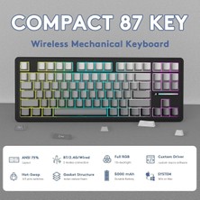 Attack Shark M87 Prov2 White Switch Mekanik Rgb Triplemode E-Sports Profesyonel Gaming Oyuncu Klavye