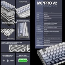 Attack Shark M87 Prov2 White Switch Mekanik Rgb Triplemode E-Sports Profesyonel Gaming Oyuncu Klavye
