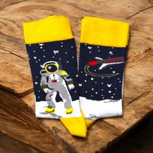 OMSSağ Sol Farklı Astronot - Van Gogh Desenli 2li Çorap Set