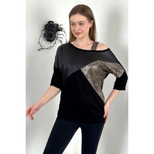 Asil Omzu Askılı Parça Detaylı Rahat Kumaş T-Shirt