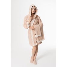 Ender Home Ada Gelin Bornoz Set 5 Parça Dantelli Çeyizlik Takım