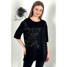 Asil Yıldız Desenli Bisiklet Yaka T-Shirt