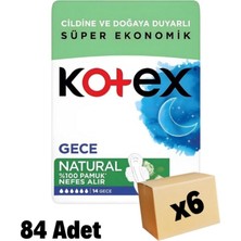 Kotex Natural Gece Hijyenik Ped 14'lü 6 Adet