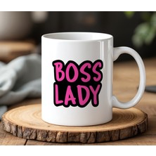 Boss Lady Tasarımlı Beyaz Seramik Baskılı Kupa Bardak 330 ml