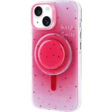 Apple iPhone 14 Kılıf Magsafe Şarj Özellikli Tak-Çıkar Pop Soketli Zore Tiktok Kapak-Pembe KOYU-8680