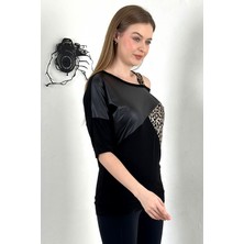 Asil Omzu Askılı Parça Detaylı Rahat Kumaş T-Shirt