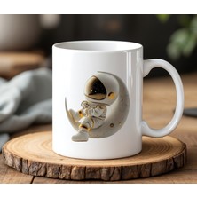 BB Design Astronot Tasarımlı Beyaz Seramik Baskılı Kupa Bardak 330 ml