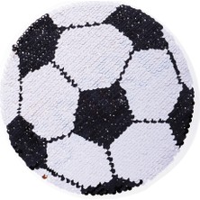 Puan Işlemeli Futbol Sequins Patch Paillette Aplike Tersinir Renk Siyah Beyaz 18CM (Yurt Dışından)