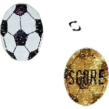 Puan Işlemeli Futbol Sequins Patch Paillette Aplike Tersinir Renk Siyah Beyaz 18CM (Yurt Dışından)