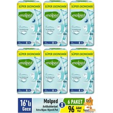 Molped Extra Hijyenik Ped 16'lı Gece x 6 Paket
