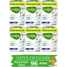 Molped Hijyenik Ped Pure & Soft Süper Eko 16'lı Gece x 6 Paket
