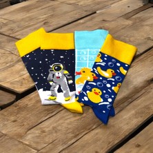 OMS Sağ Sol Farklı Astronot - Van Gogh Desenli 2li Çorap Set
