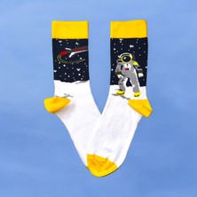 OMS Sağ Sol Farklı Astronot - Van Gogh Desenli 2li Çorap Set