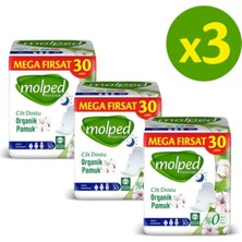 Molped Pure Soft Gece Süper Mega Paket 30’lu x 3 Adet Sızıntı Önleyici Teknoloji ile Konfor