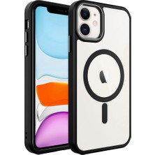 ZORE Apple iPhone 11 Uyumlu Wireless Şarj Özellikli Zore Krom Magsafe Silikon KAPAK-SIYAH-8680436655474-TA85093