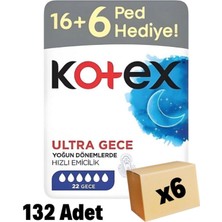 Kotex Ultra Dev Gece 22'li 6 Adet Nefes Alabilen Yüzey ile Konforlu Hijyenik Ped