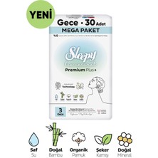 Sleepy Premium Plus 30'lu Gece Hijyenik Ped Mega Paket 3 Numara Nefes Alabilen Yüzey ile Konfor