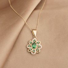 Mold Jewel Oval Taşlı Vintage Kolye (925 Gümüş)