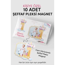 Giftcrea Kişiye Özel Şeffaf Pleksi Magnet – Unicorn Temalı Doğum Günü Hatırası Magnet (Her Yaşa Özel)