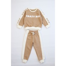 Erkek Çocuk Baskılı 3 Iplik Şardonlu Kalın Eşofman Takımı