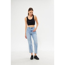 Kutaf Kesik Detay Jean Pantolon