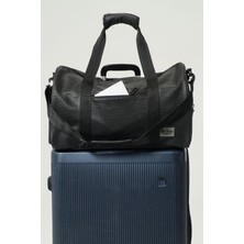 Miami Beach Siyah Suni Deri Kilitli  Seyahat Çantası - Kabin Boy El Valizi - Spor Çantası