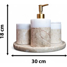 Digisu Mermer Banyo Seti-Bej & Beyaz