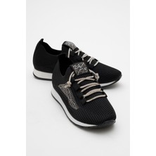 Ccway Kadın Taşlı Triko Günlük Ayakkabı Siyah