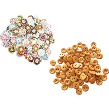 200PCS Boyama 2 Delik Ahşap Düğmesi Vintage Ahşap Düğmeler Dikiş Zanaat (Yurt Dışından)