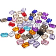 50PCS 13 * 18MM Dikdörtgen Akrilik Rhinestone Düğmesi Dıy Zanaat Için Çok Renkli (Yurt Dışından)