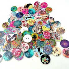 8X100PCS Ahşap 2 Delik Boyalı Dikiş Düğmeleri Zanaat Diy Scrapbooking 8 Adet (Yurt Dışından)