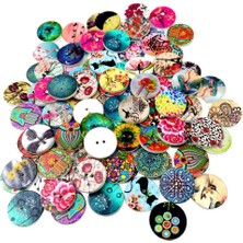 8X100PCS Ahşap 2 Delik Boyalı Dikiş Düğmeleri Zanaat Diy Scrapbooking 8 Adet (Yurt Dışından)
