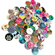 8X100PCS Ahşap 2 Delik Boyalı Dikiş Düğmeleri Zanaat Diy Scrapbooking 8 Adet (Yurt Dışından)