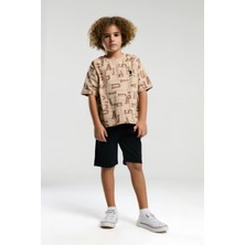 09-15 Yaş Erkek Çocuk Polo Bermuda Takım - Bej