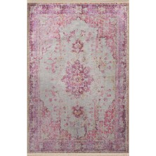 Pembe Temalı Geleneksel Motif Desenli Kreatif Vintage Dekoratif Halı 2781